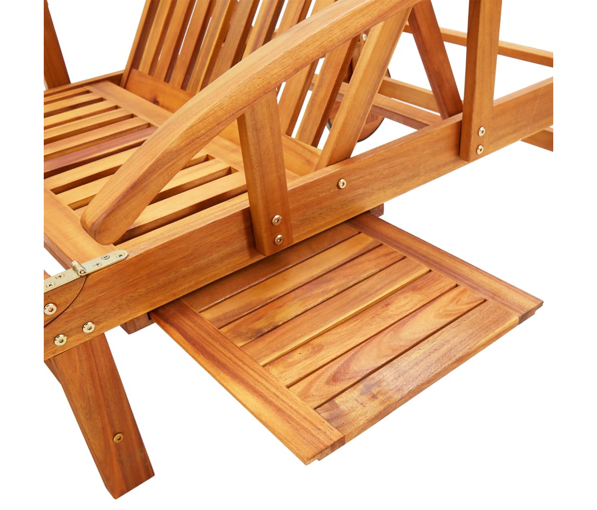 vidaXL Patio Sunlounger Red Solid Acacia wood Large Adjustable Footrests