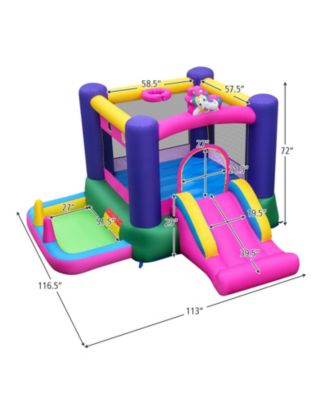 6-in-1 Bouncy Castle Inflatable Bounce House with Slide and Ball Pit with 480W Blower
