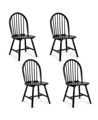 Set of 4 Vintage Windsor Dining Side Chair Wood Spindleback Kitchen Room