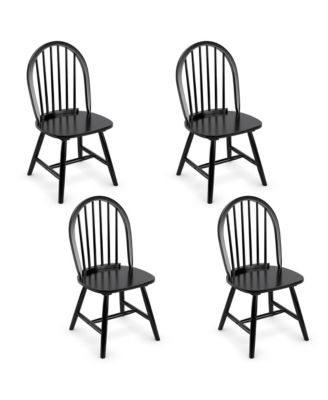 Set of 4 Vintage Windsor Dining Side Chair Wood Spindleback Kitchen Room