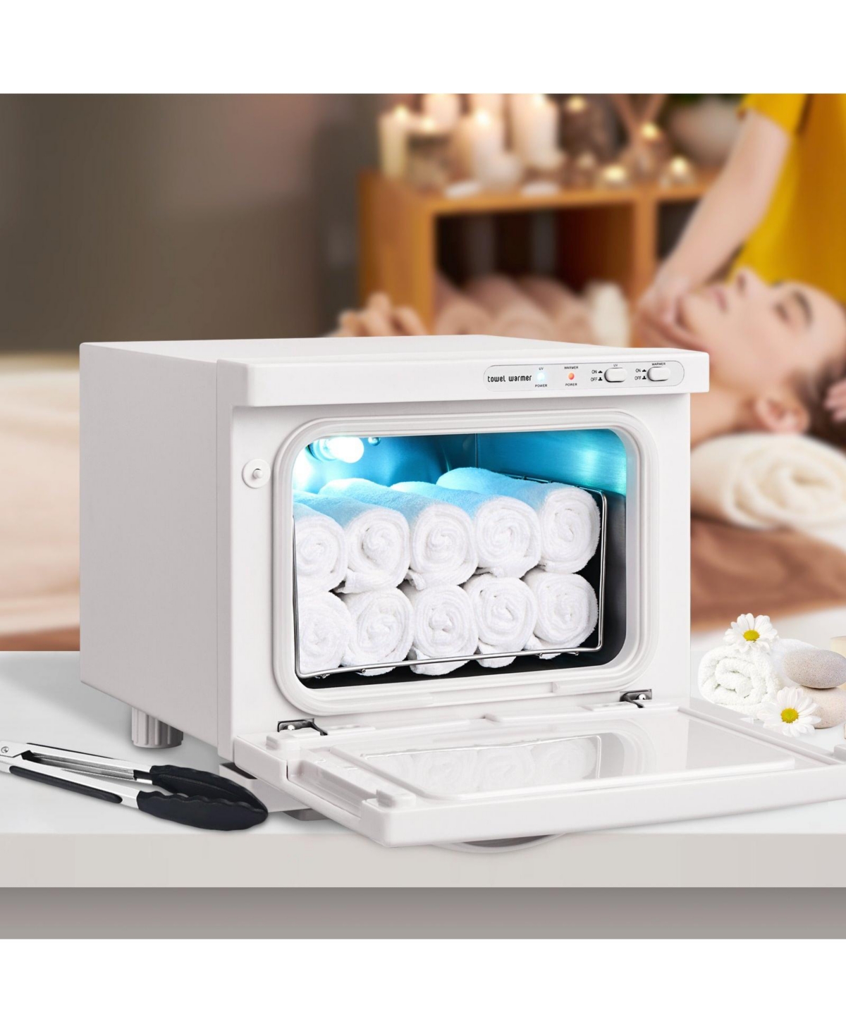 Ecooso Hot Towel Warmer, 8L Spa Hot Towel Warmer Cabinet, 2-in-1 Towel Warmer with Stainless Steel Rack