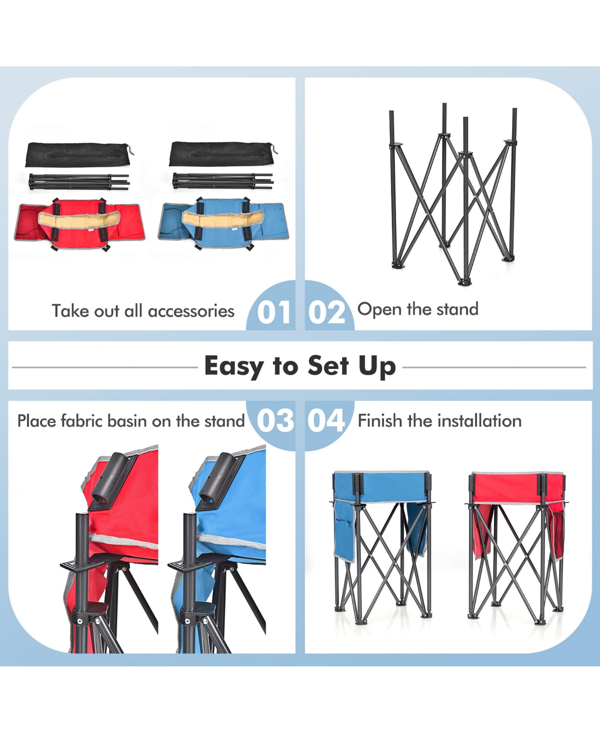 Sugift 2 Pieces Folding Camping Tables with Large Capacity Storage Sink for Picnic