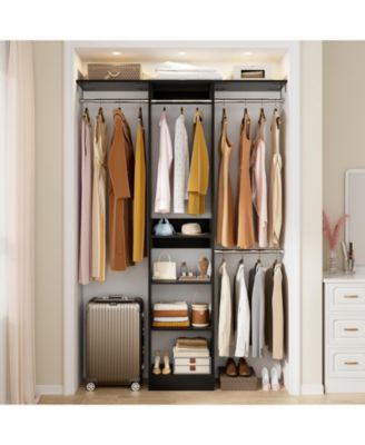 4FT Small Closet Organizer with 4 Rods and 3 Shelves, 48'' Closet System for Small Space