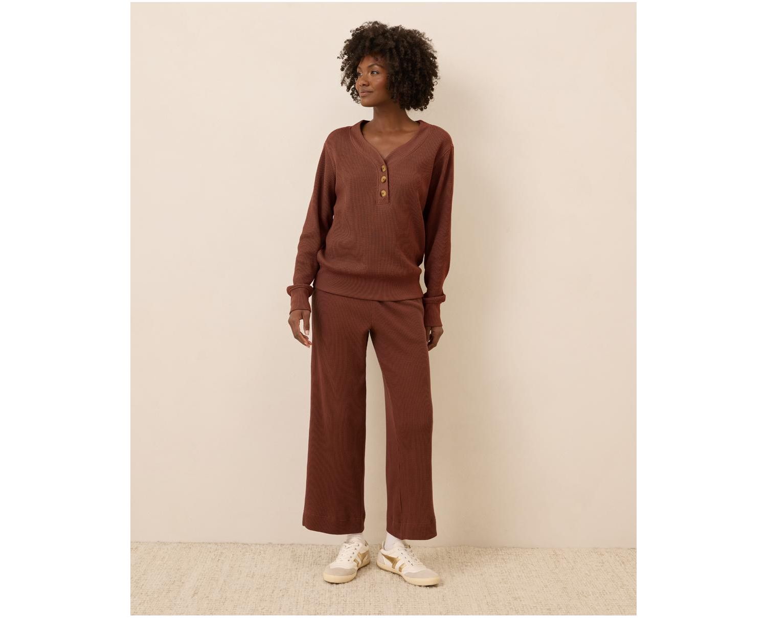Women's Thermal Waffle Wide Leg Pant