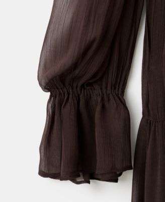 Women's Puffed Sleeves Ruffled Dress