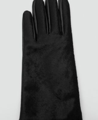 Women's Leather And Fur-Effect Gloves