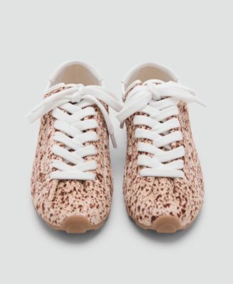 Women's Leather And Fur-Effect Trainer Shoes