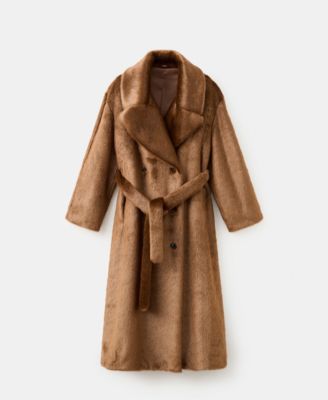Women's Fur-Effect Belt Coat