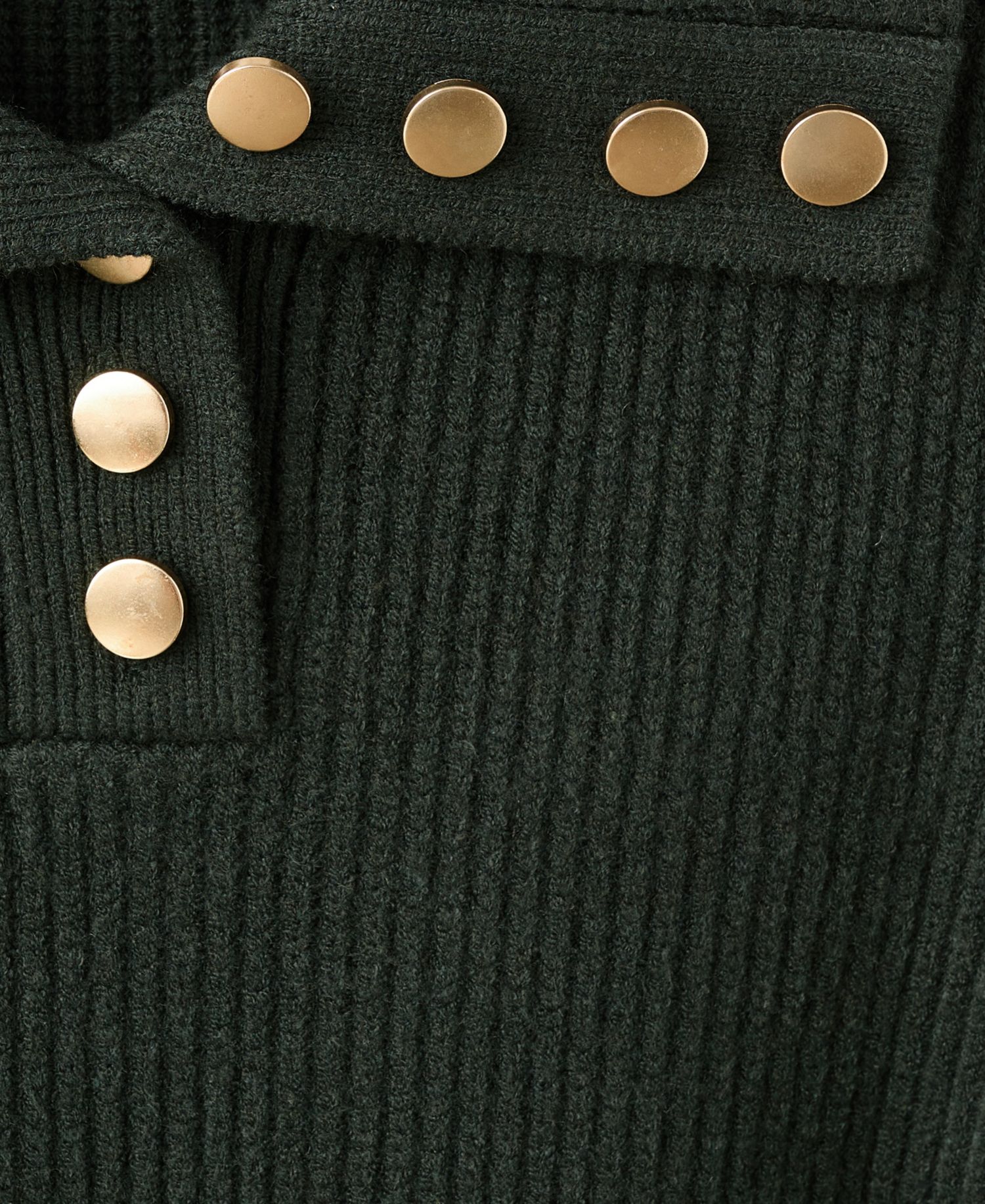 Women's Ribbed Polo-Neck Buttons Sweater