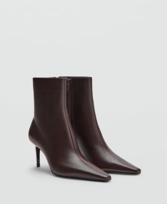 MANGO - Women's Leather Pointed Ankle Boots