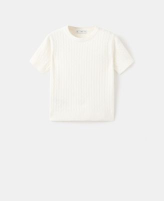 Women's Short-Sleeved Cable-Knit Sweater