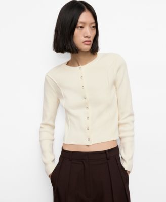 MANGO - Women's Ribbed Knitted Cardigan