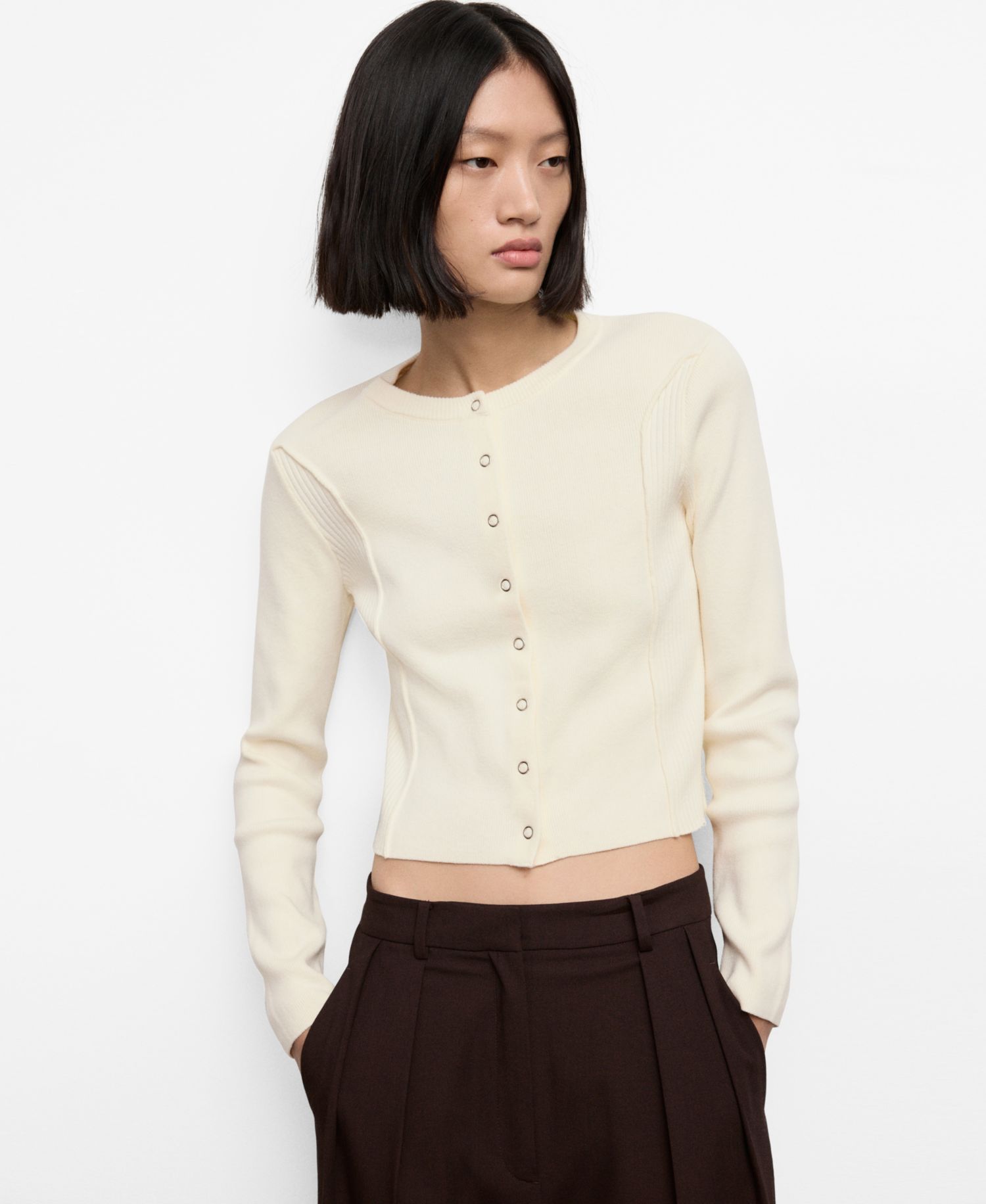 Women's Ribbed Knitted Cardigan Sweater