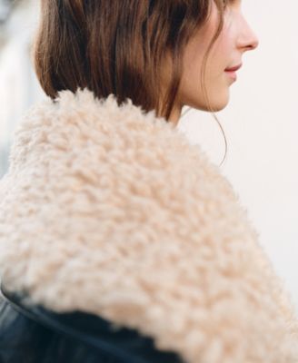 Women's Shearling Collar Leather-Effect Jacket
