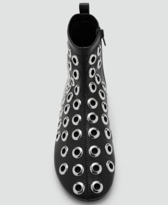 Women's Eyelets Leather-Effect Ankle Boots