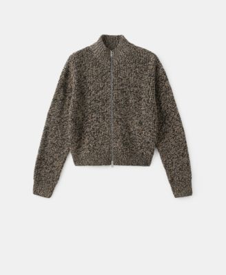 Women's Speckled Zip-Up Cardigan