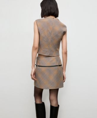 Women's Belt Checked Skirt