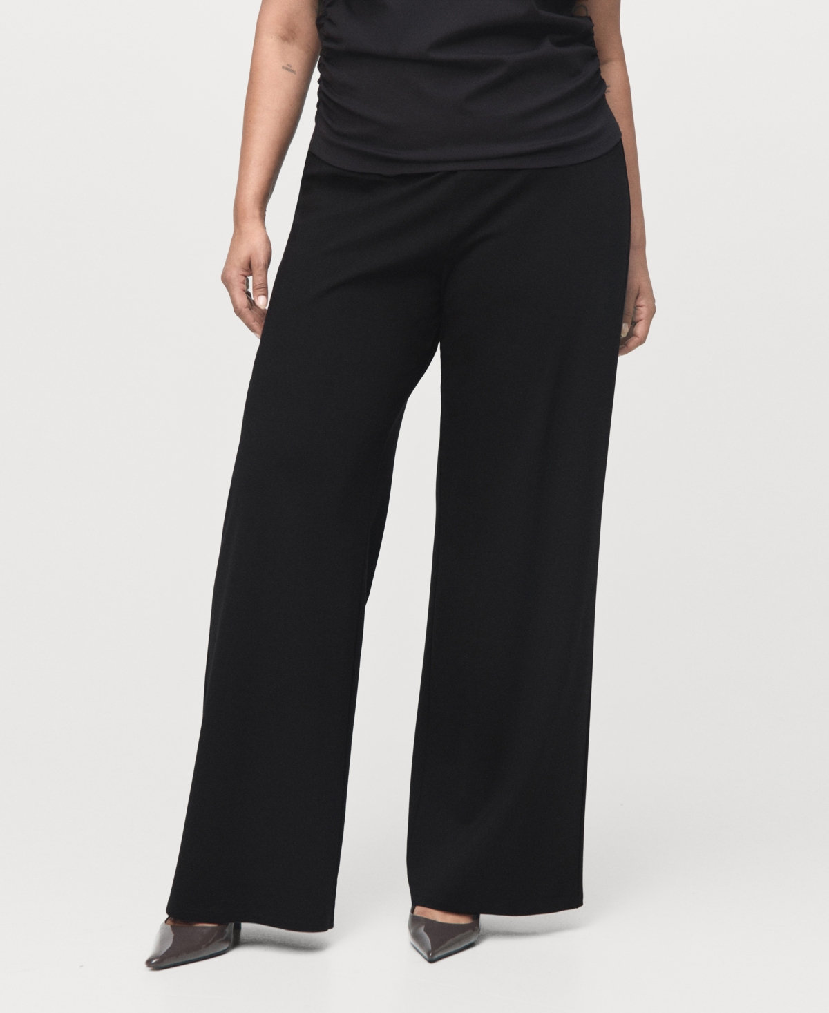 Mango Women's Elastic Waist Straight-fit Pants In Black