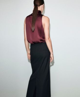 Women's High Collar Satin Blouse