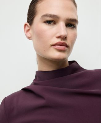 Women's Draped Neck Long-Sleeved Dress