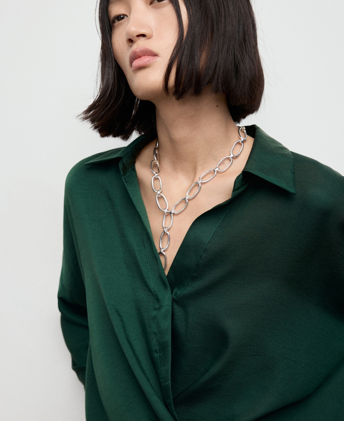 Mango Women's Cross-over Satin Blouse