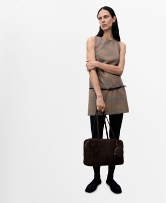 MANGO - Women's Check Belt Dress