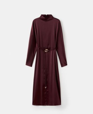 Women's Belt Satin Dress