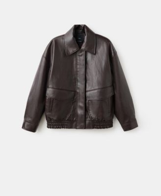 MANGO - Women's Oversized Leather-Effect Jacket