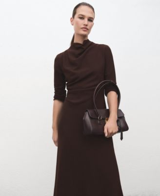 Women's Draped Neckline Ruched Dress