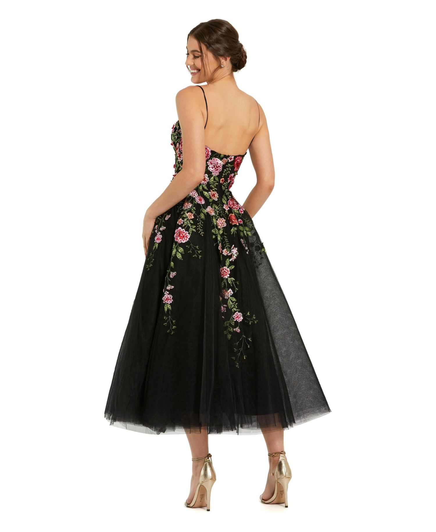 Women's Women's Bustier Embroidered Floral A-Line Dress