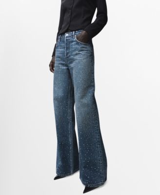 Women's Rhinestones Wide-Leg Jeans