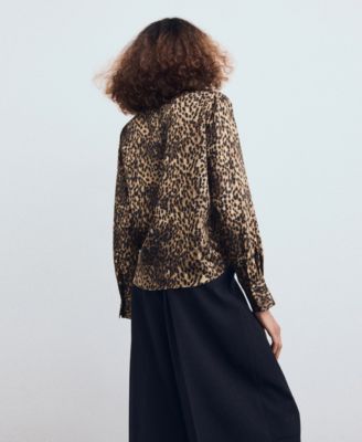 Women's Leopard-Print Satin Shirt