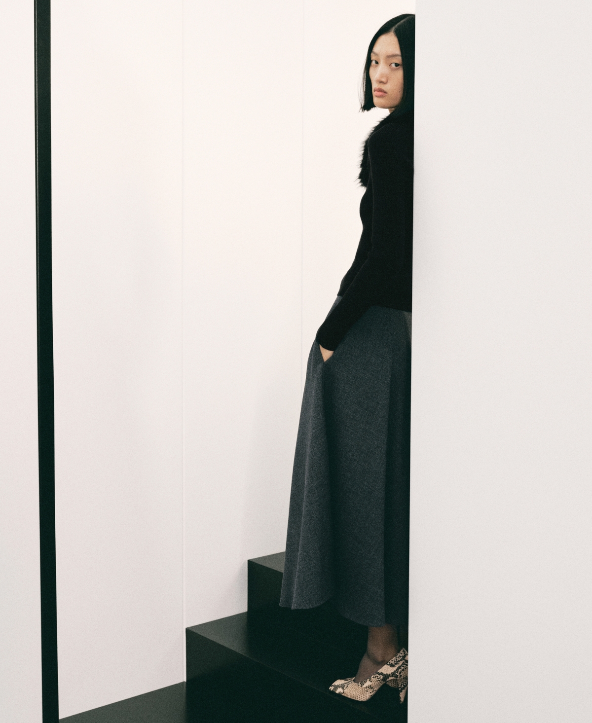 Mango Women's A-Line Wool-Blend Skirt