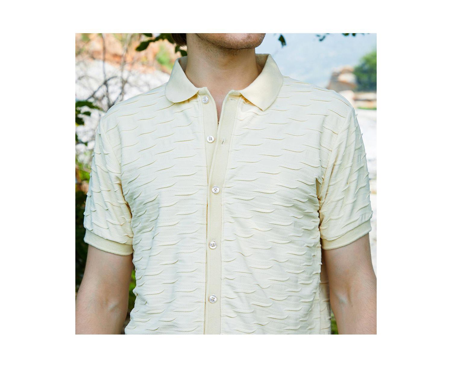 Men's Solid Creased Knit Shirt