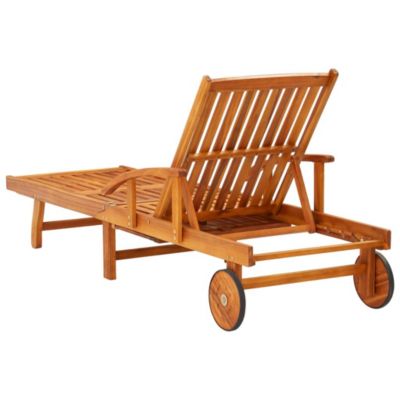 Lounger Red Solid Acacia Wood Standard Adjustable Arms