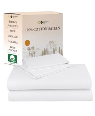 California Design Den Soft 100% Cotton Sheets Set - Cooling Durable Sateen, Deep Pocket - Full