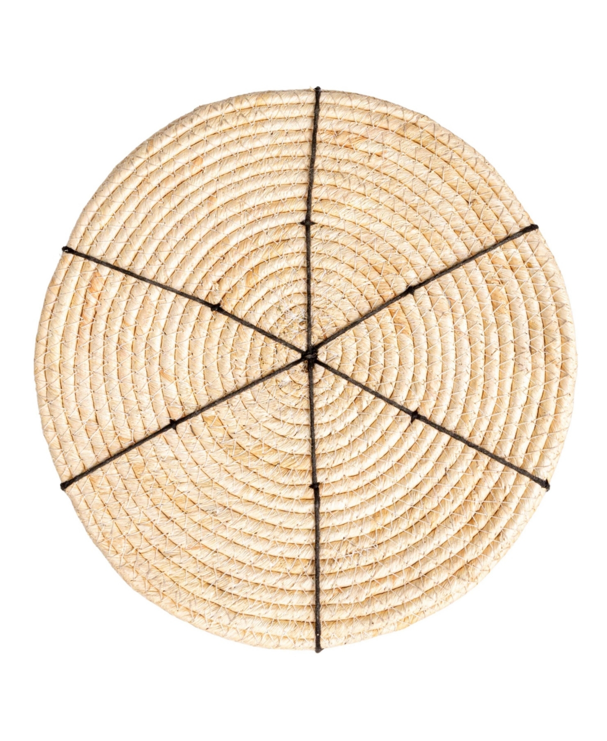 Household Essentials Round Handwoven Corn Rope Baskets with Thin Stripes and Plastic Liner, Natural, Set of 3