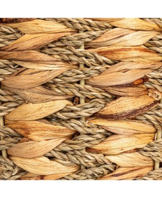 Water Hyacinth and Seagrass Round Waste Basket, Natural