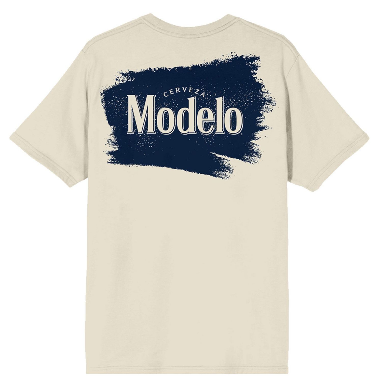 Men's Diamond Frame & Brush Stroke Logos Crew Neck Short Sleeve Natural T-shirt