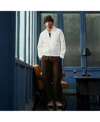 Men's Chalk White Zip-Front Crease-Tactile Jacket