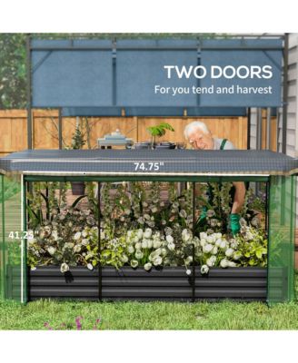 Galvanized Raised Garden Bed with Crop Cage & Shade Cloth,