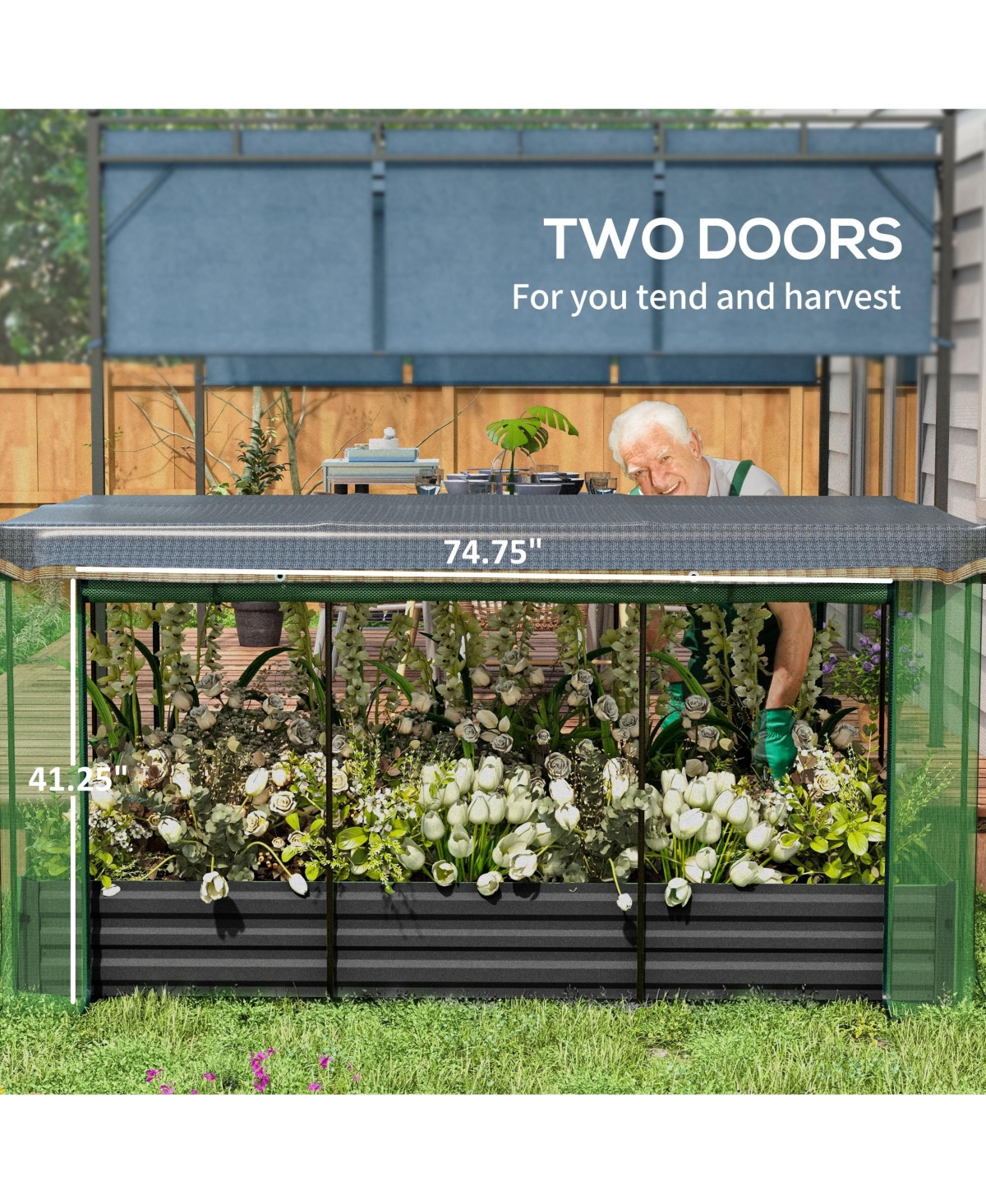 Outsunny Galvanized Raised Garden Bed with Crop Cage & Shade Cloth