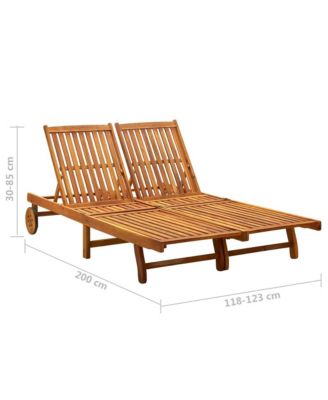 Sunlounger Royal blue cushion, Natural wood