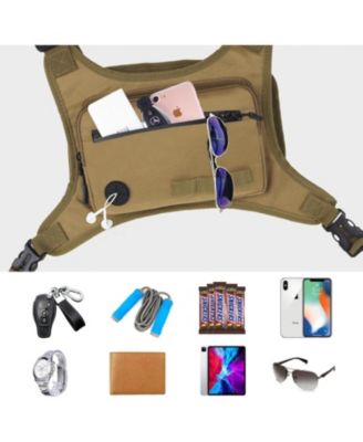 Lightweight Running Chest Pack: Outdoor Sports Vest Bag with Phone Holder for Cycling, Hiking, Workout, Skiing - Men & Women (Mocha