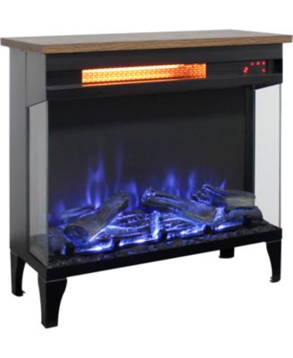 inch three sided glass electric fireplace with feet