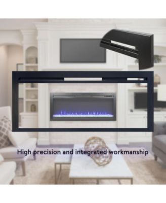 44 inch in wall recessed electric fireplace with remote and multi color flame & emberbed, LED light heater