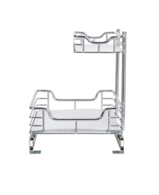 Glidez Steel Pull-Out Storage Organizer with Plastic Liners, 2-Tier Design, Chrome