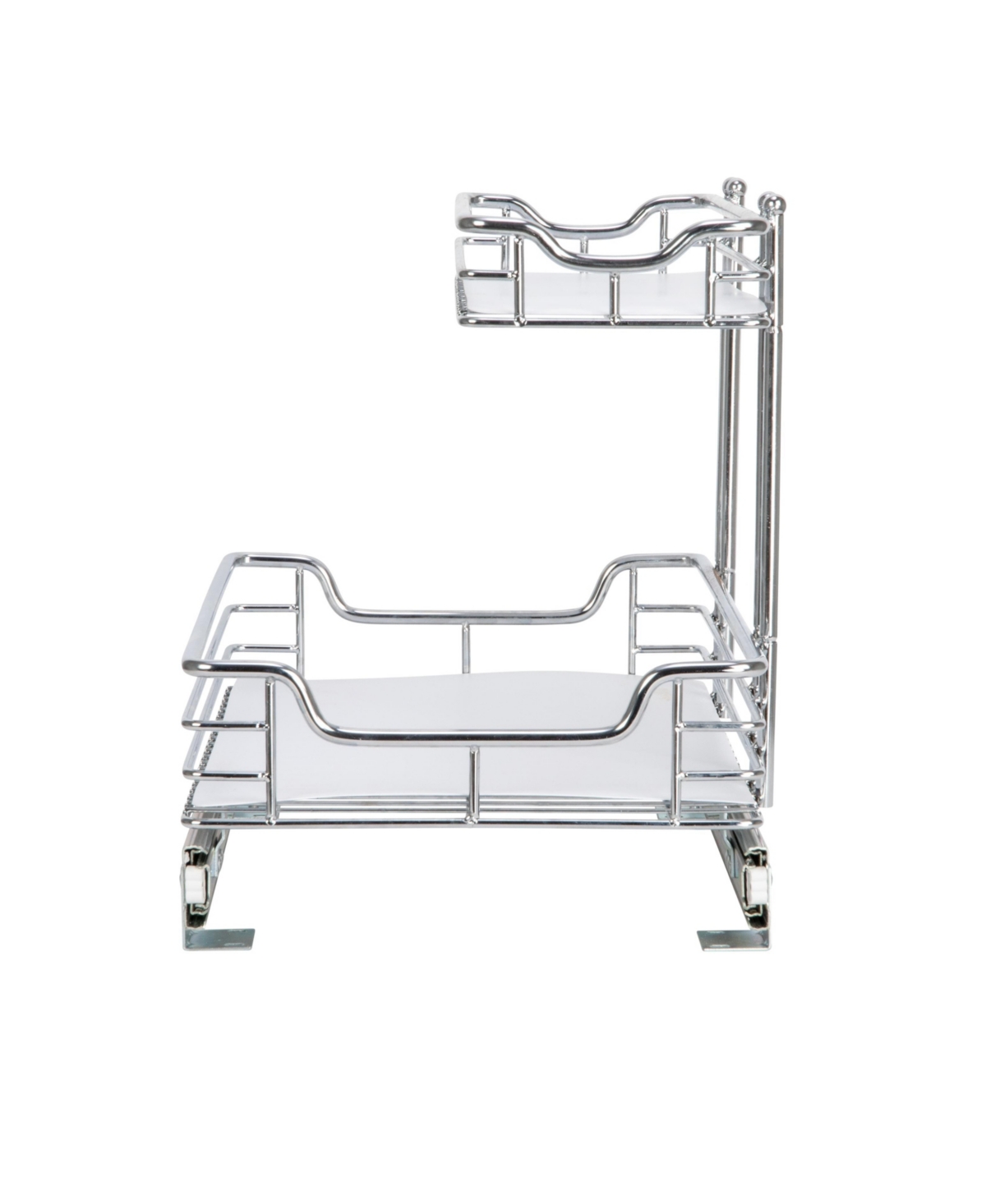 Household Essentials Glidez Steel Pull-Out Storage Organizer with Plastic Liners, 2-Tier Design, Chrome