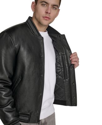 Men's Faux Leather Varsity Jacket