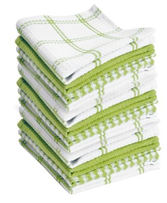 Coordinating Flat Waffle Weave Cotton Dish Cloths, Set of 12